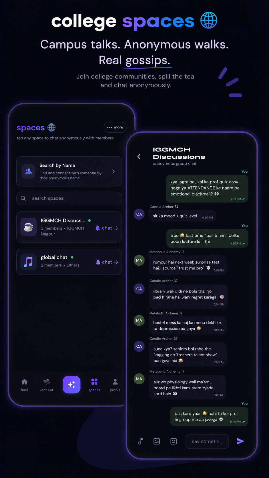 College Spaces feature UI